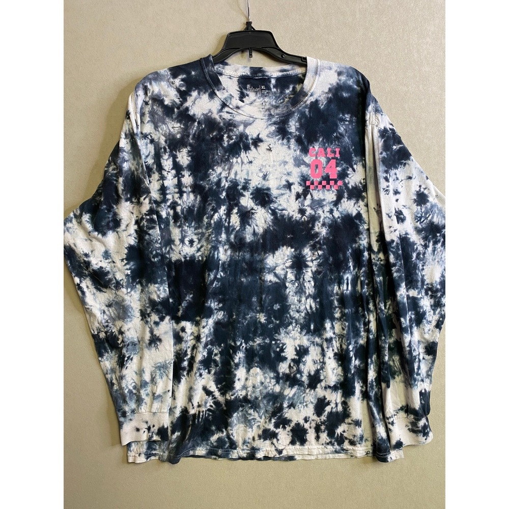 Flirtitude Active Women Navy White Tie Dye Cali 04 Graphic Long Sleeve Tee XL